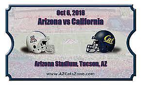 Arizona-Cal Football Tickets Sat. Oct. 6 @ 7 pm. 2 great seats! See description.