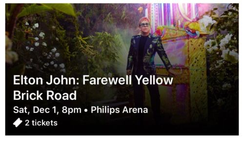2 Elton John Tickets Atlanta 12/1