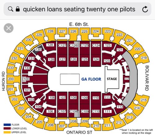 GA FLOOR TICKET TWENTY ONE PILOTS BANDITO TOUR QUICKEN LOANS ARENA CLE 10/23/18