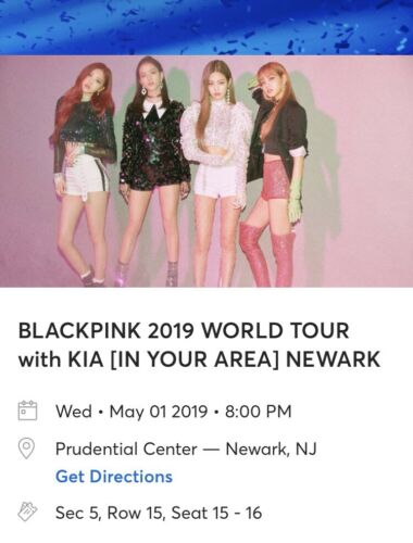 Two(2) BLACKPINK Concert Tickets - Prudential Center - Newark, NJ - Sec 5 Row 15