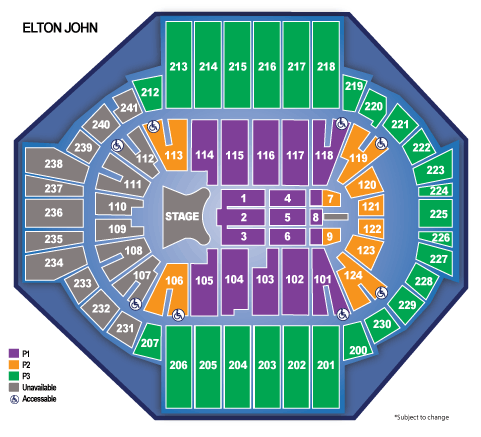 Elton John - XL Center - Hartford Ct ( Section 201 Row E ) 2 Tickets