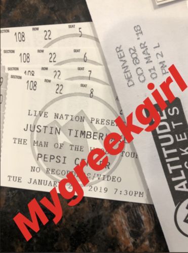 Justin Timberlake (4) Tickets 1/28/19 - Denver Sec 108 Row 22