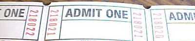 Admit one Tickets qty 1000 Consecutively Numbered NEW Raffles Drinks Admission