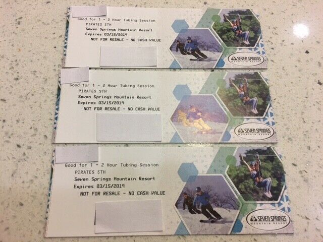 Seven Springs Mountain Resort Tubing Tickets (2 Hour Tubing Session) (x6)