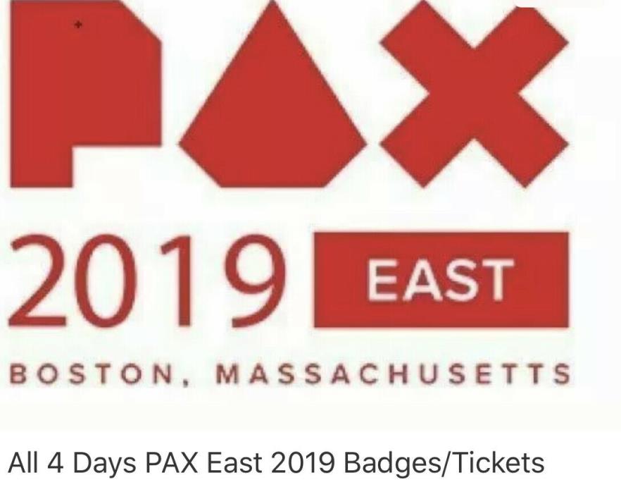 PAX East 2019 Thurs,  Friday Sat,  Sun Badges/Passes/Tickets (All 4 Days) 1x Set