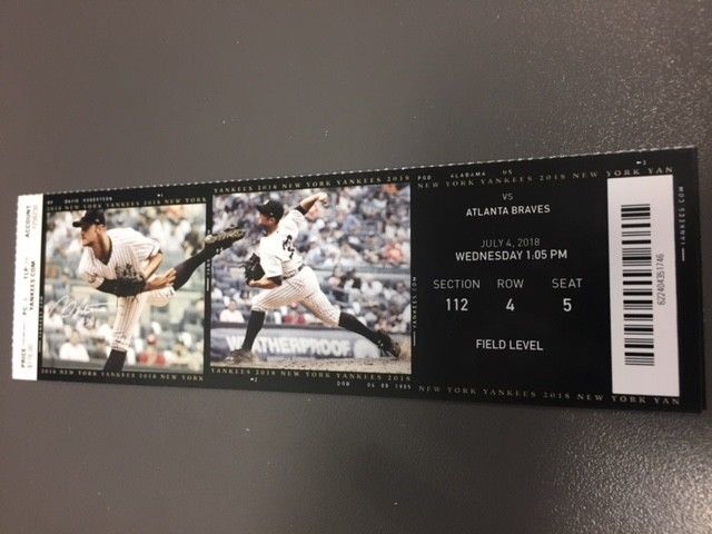 Judge HR - New York Yankees Braves MINT Season Ticket 7/4/18 2018 MLB Stub