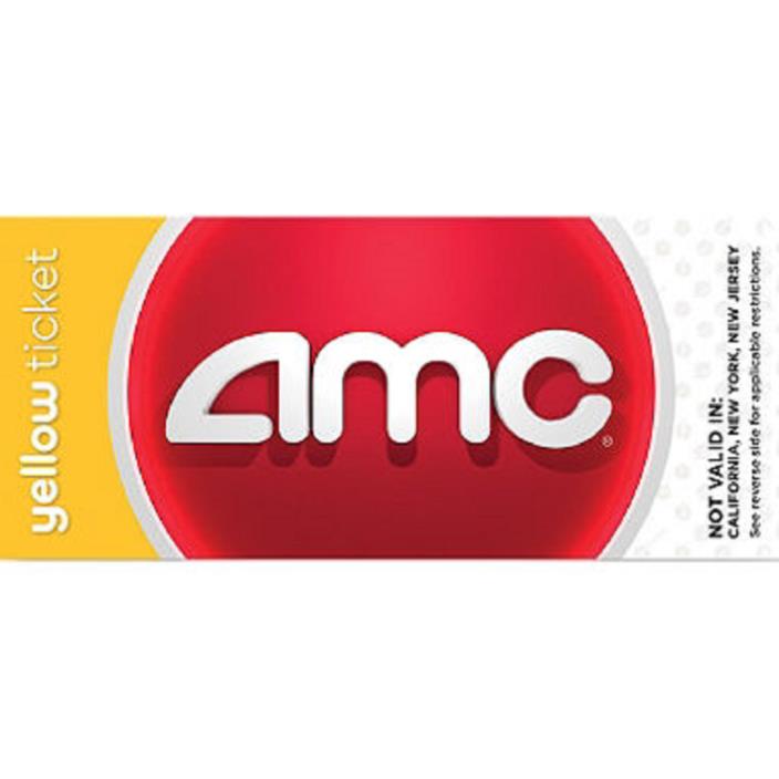 Yellow AMC Movie E-Ticket - Any Movie - Anytime - Not Valid In CA, NY, & NJ!!!