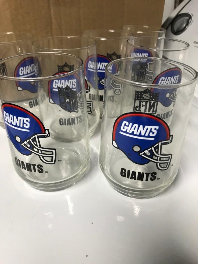 VINTAGE NEW YORK GIANTS DRINKING GLASSES SET OF 7 NEVER USED