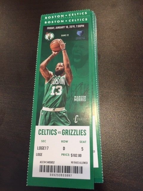 Boston Celtics Memphis Grizzlies MINT Season Ticket 1/18/19 2019 NBA Stub