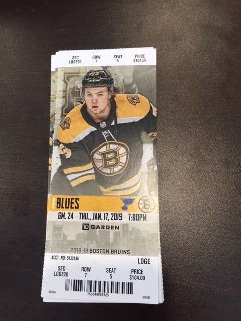 Boston Bruins St. Louis Blues MINT Season Ticket 1/17/19 2019 NHL Stub