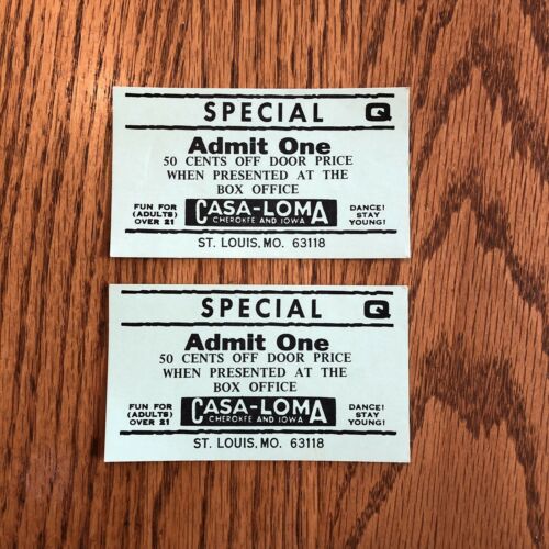 St. Louis Casa-Loma Ballroom Dancing Admission Tickets Set Of 2