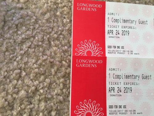 Two (2) Longwood Gardens Admission Tickets Christmas