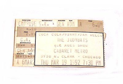 Vintage 3/19/92 Judybats Metro Chicago Concert Tour Ticket Stub EX Cubs Sox Ofr