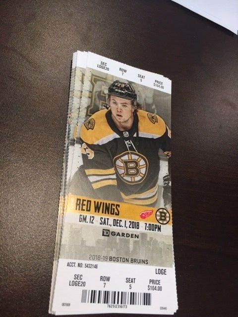 Boston Bruins Detroit Red Wings MINT Season Ticket 12/1/18 2018 NHL Stub