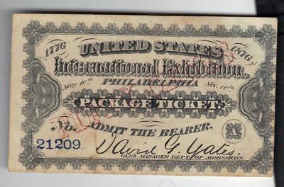 1876 Philadelphia International Exhibition ticket No.34737 Excellent
