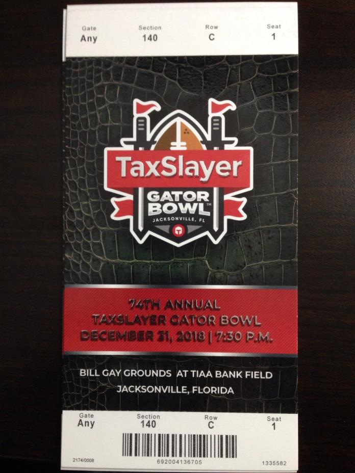 2018 Taxslayer Gator Bowl MINT Ticket 12/31/18 NCAA Football Stub Texas A&M NCST