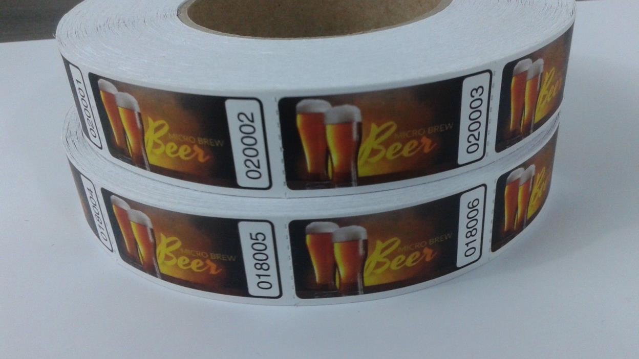 Custom Beer Micro Brew Tickets - 2 Rolls of 1,000 Tickets - 2,000 Tickets Total