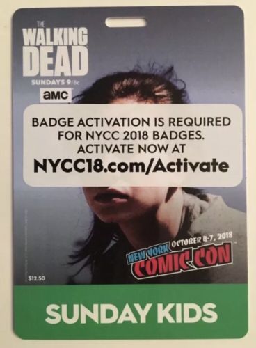 New York Comic Con 2018 Sunday Kids Badge Ticket Pass NYCC