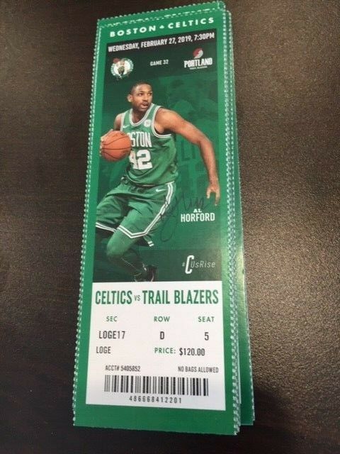 Boston Celtics Portland Trailblazers MINT Season Ticket 2/27/19 2019 NBA Stub