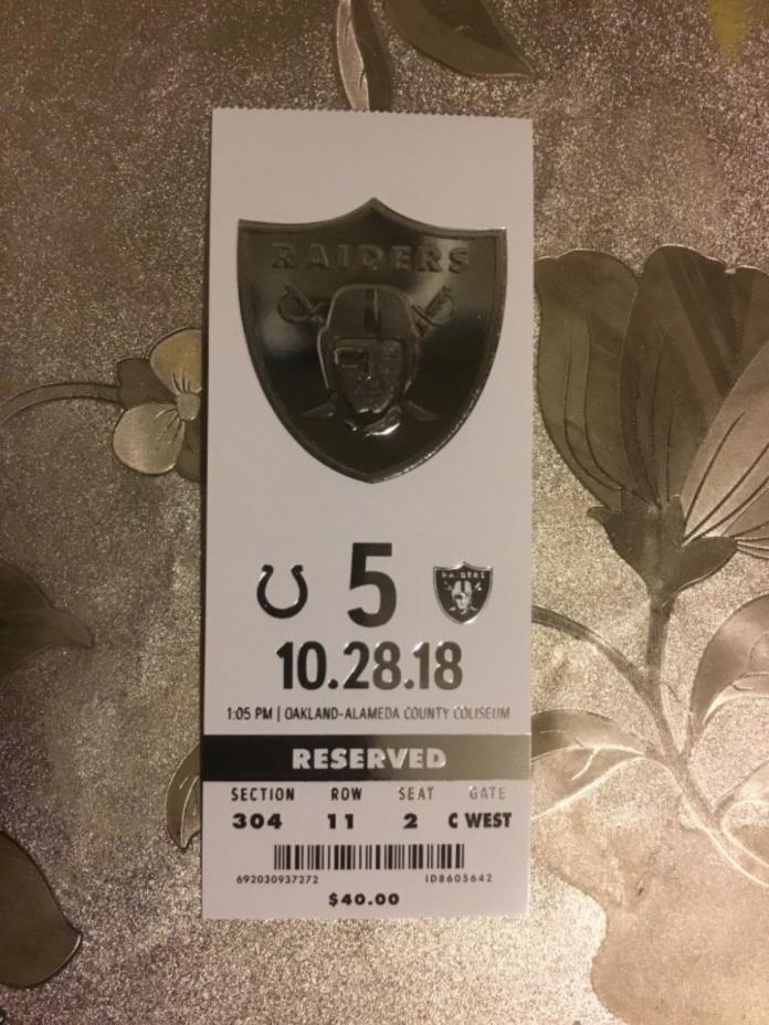 Vinatieri NFL Record - Oakland Raiders Colts MINT Ticket Stub 10/28/18