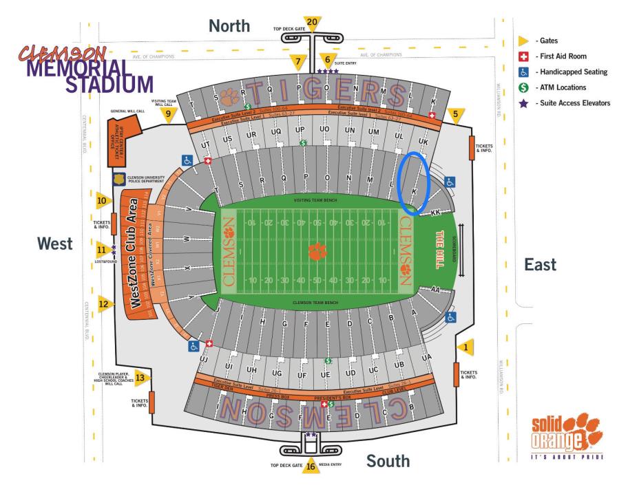 2 Lower Deck Tickets | Clemson Tigers vs. NC State Wolfpack Football | Section K