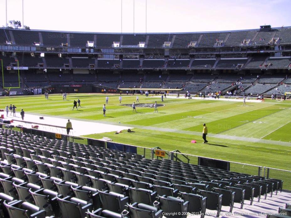 2 OAKLAND RAIDERS vs INDIANAPOLIS COLTS Tickets LOWER LEVEL Sideline Sec 138