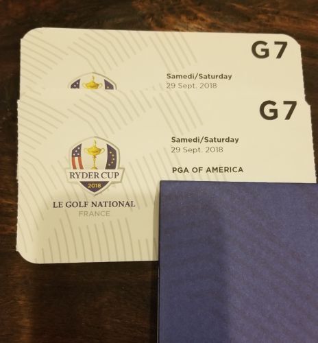 2 SATURDAY RYDER CUP 2018 TICKETS LE GOLF NATIONAL GROUNDS TWO