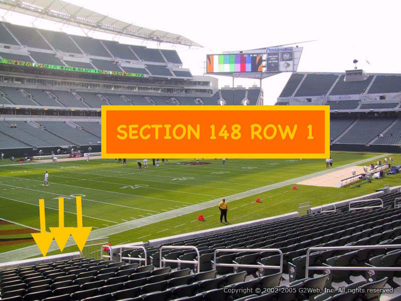 3 Front row Oakland Raiders at Cincinnati Bengals tickets Section 148 row 1