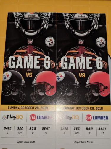 2 Tickets Pittsburgh Steelers vs Cleveland Browns 520 Row B
