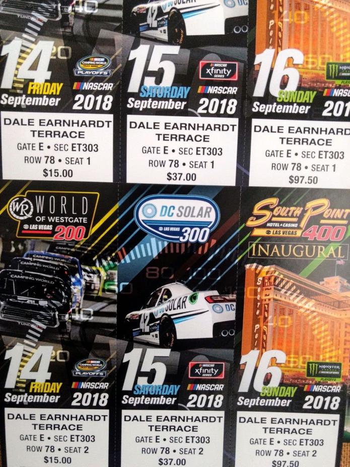 Las Vegas Motor Speedway Nascar Weekend Race Tickets 2 Packages, 6 Tickets Total