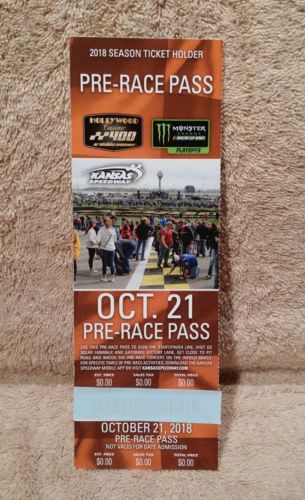 PRE-RACE PASS KANSAS SPEEDWAY NASCAR CUP RACE Sunday 10-21-18