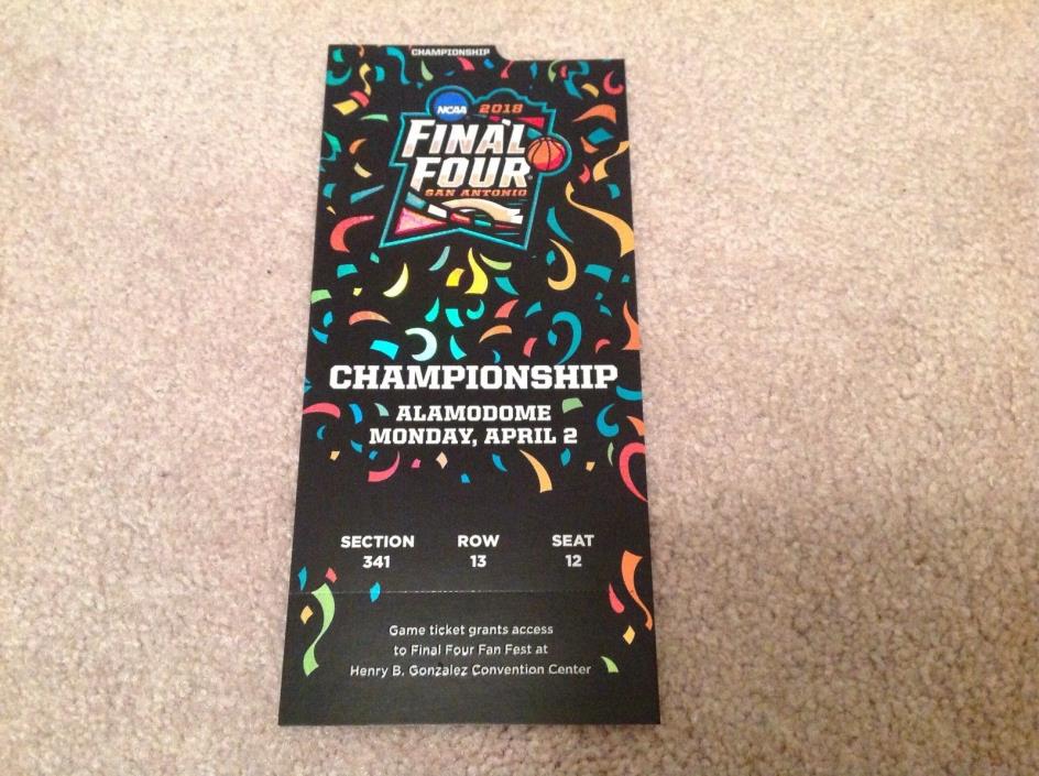 2018 NCAA Men’s Final Four Championship Game Ticket Stub
