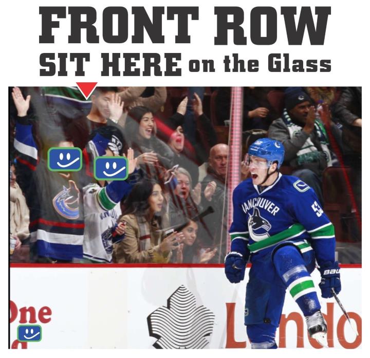 FRONT ROW - On the GLASS Anaheim Ducks vs Vancouver Canucks Feb 25