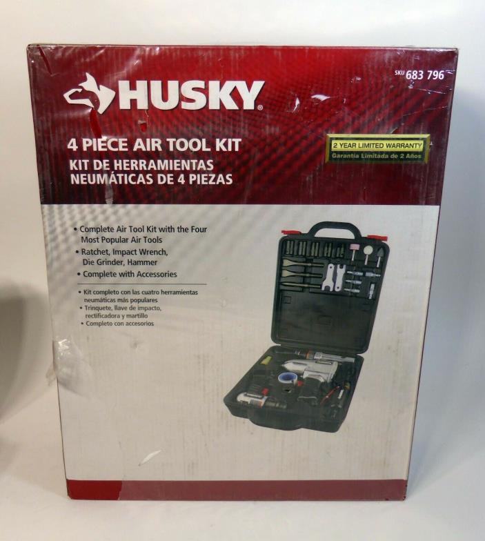 Husky 4-Piece Air Tool Kit - Ratchet, Impact, Die Grinder, Hammer- 683796