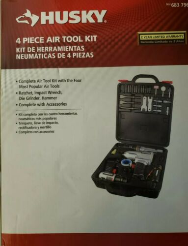 Husky 4pc. Air Tool Ratchet,Impact Wrench,etc. Kit w/ Case, HDK1008, Total 27pc.