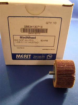 Merit Mounted Flapwheels Size 1-5/8 x 1 x 1/4-20 80 Grit 10 In Box NEW