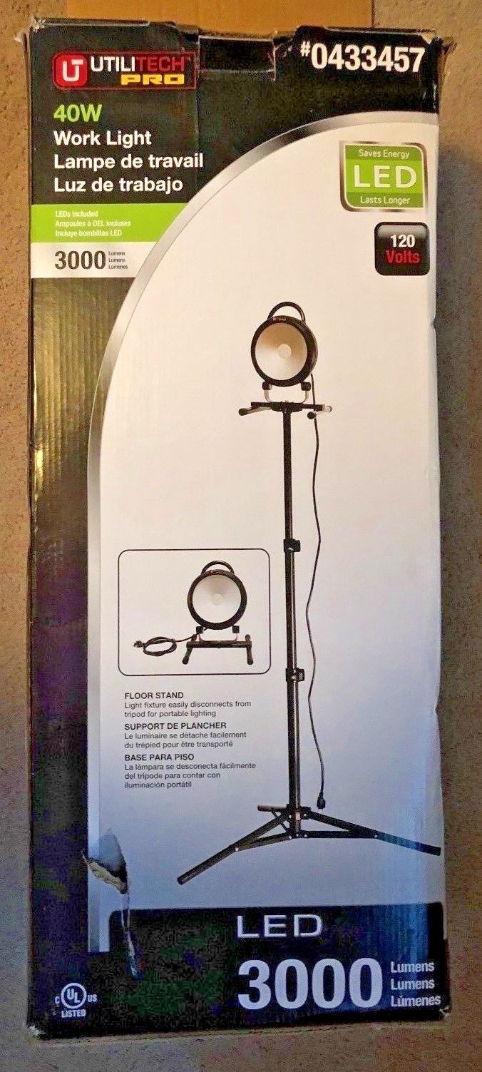 Utilitech Pro 3000-lumen LED Stand Work Light Heavy Duty Adjustable Aluminum