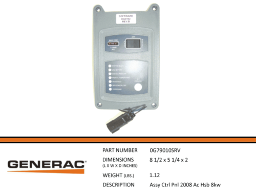 Generac 0G79010SRV Asembly Control Panal 2008 AC HSB 8KW