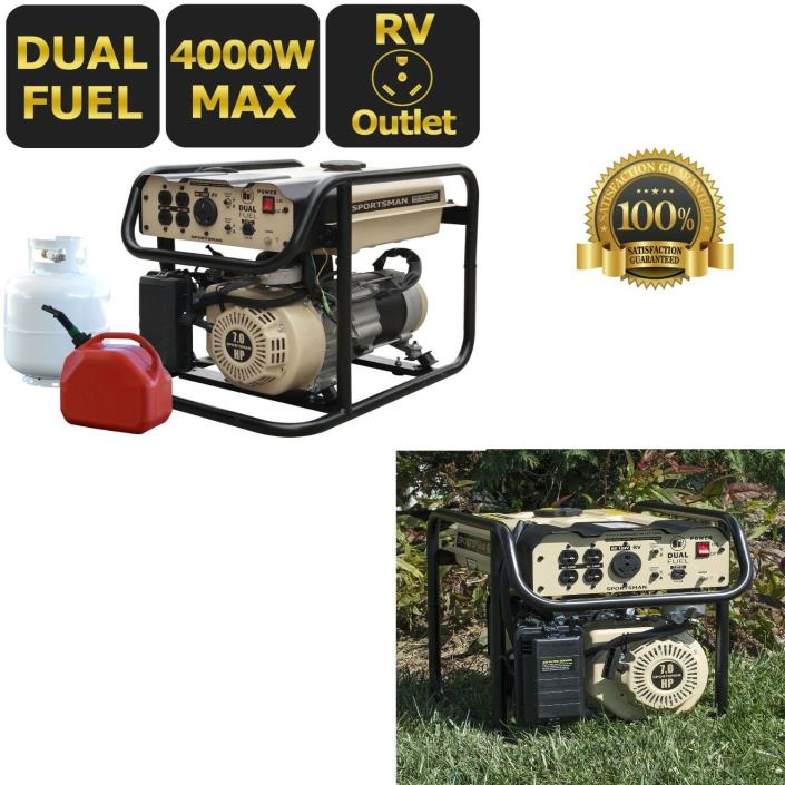 Dual Fuel Generator Propane Gas LPG Portable Camp Tailgating Power Backup RV