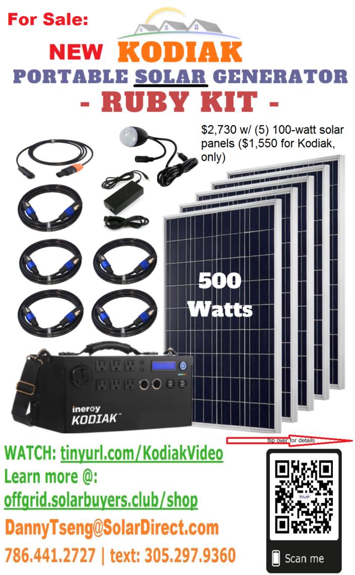 Solar Generator -- 1,100 watts, continuous