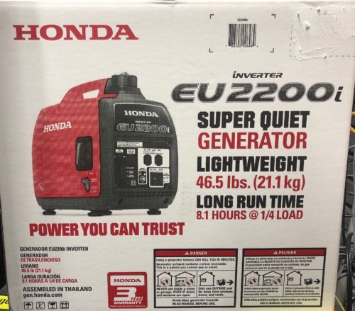 Super Quiet Honda EU2200i 2200 Watt Lightweight Portable Generator w/ Inverter