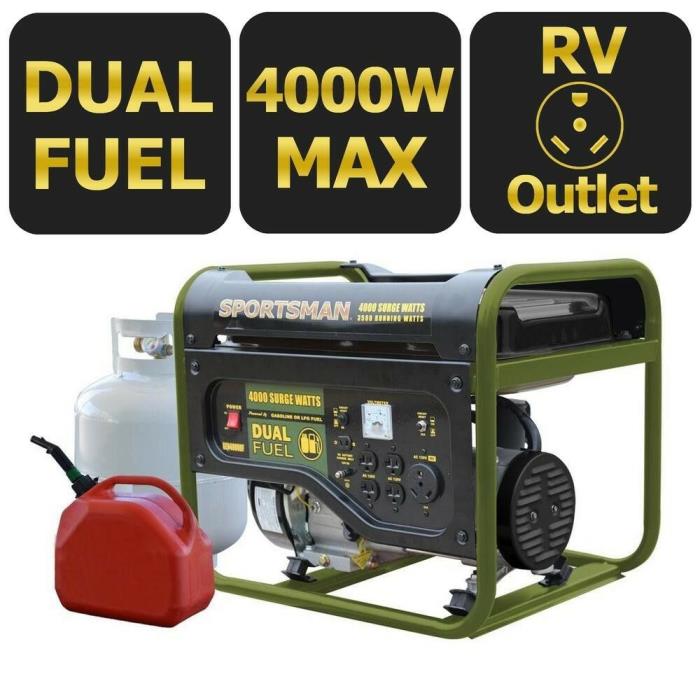 Portable Power Generator 4000/3500-Watt Dual Fuel Camping Tailgating Jobsite NEW