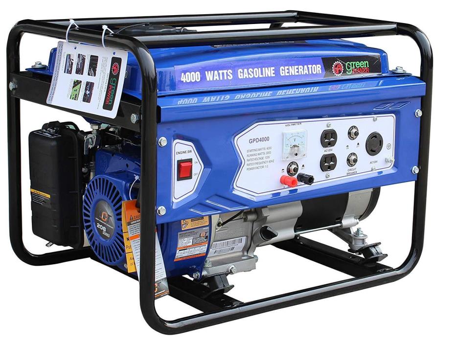 Green-Power America GPD4000 Consumer Select Series Recoil Start Generator, 4000W