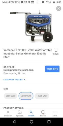Yamaha EF7200DE - 7200 Watt Electric Start Professional Portable Generator kit