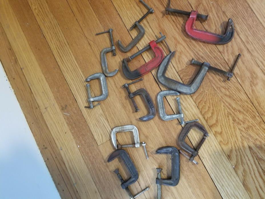Vintage Lot 12 C clamps Small to 3