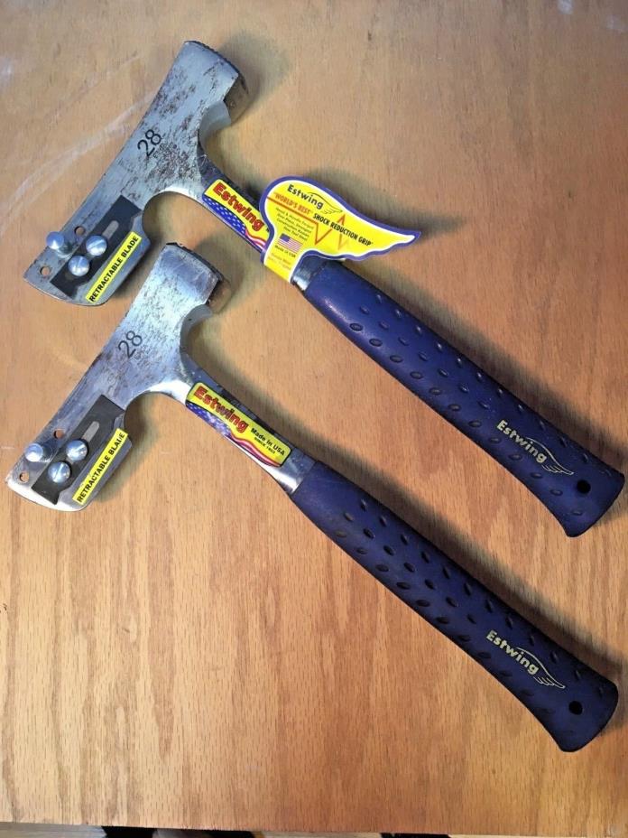(2) NEW ESTWING MILLED FACE 28OZ SHINGLER'S ROOFING HAMMERS/HATCHETS-FREE SHIP