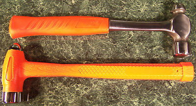 2pc 16oz BALL PEEN HAMMER SET All Steel Head and Handle + Hi-Vis Fiberglass pein