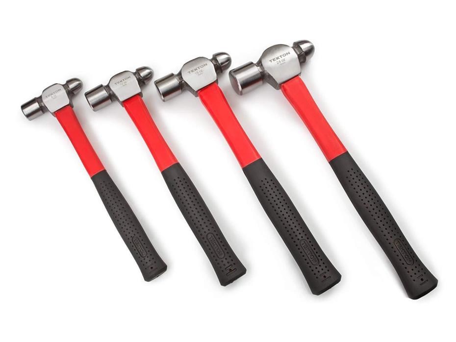 Ball pein hammer set fiberglass handle jacketed steel Tekton 30409 8 12 16 24 oz