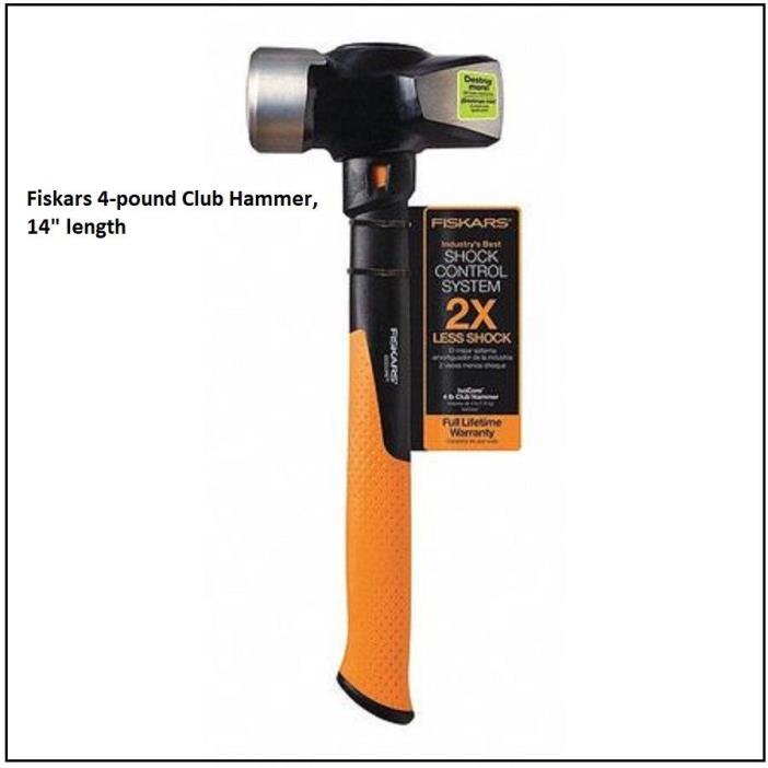 Fiskars IsoCore Club Hammer, 4-pound, sledge, 750810-1001, BRAND NEW