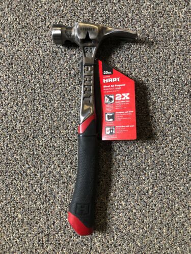 NEW HART 20 Oz milled face Steel framing rubber grip hammer